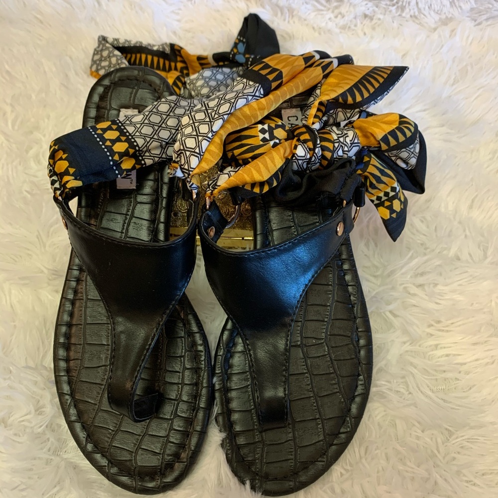 Black tie up sandals